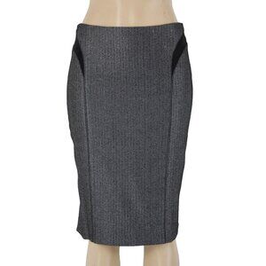 Bebe $98 Sz 6 Black White Princess Seams Lined Wool Viscose Pencil Skirt